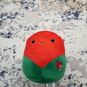 5 Inch Red & Green Walsh The Rose Squishmallow Excellent Used Condition